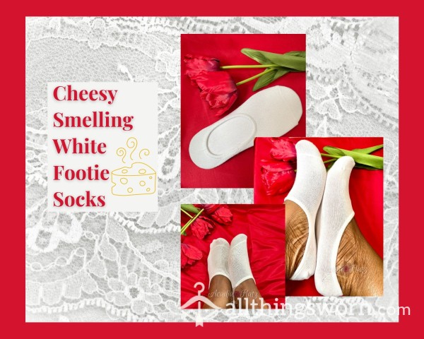Cheesy Smelling White Footie Socks