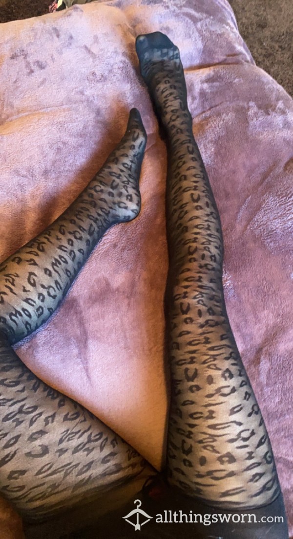 Cheetah Print Black Tights