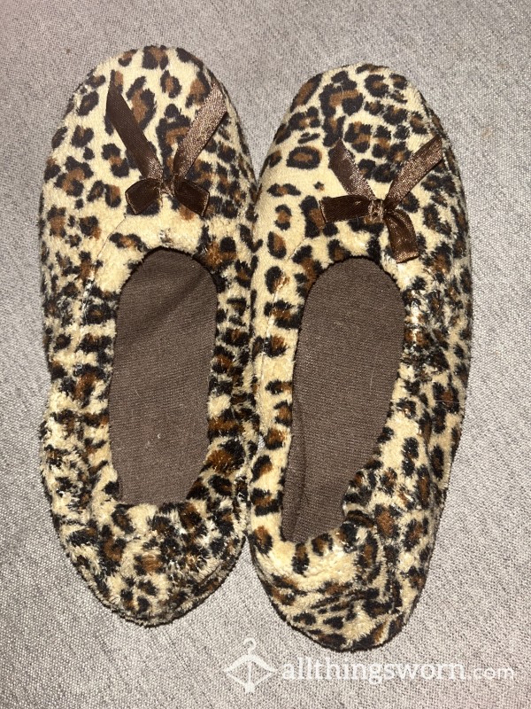 Cheetah Slippers Well-worn