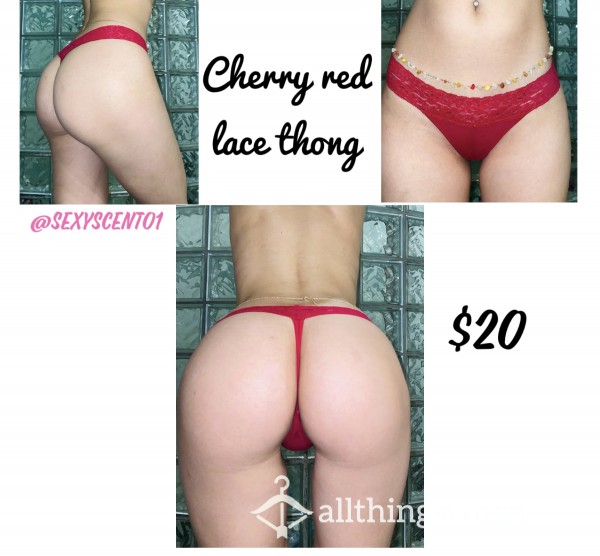 Cherry Red Lace Thong