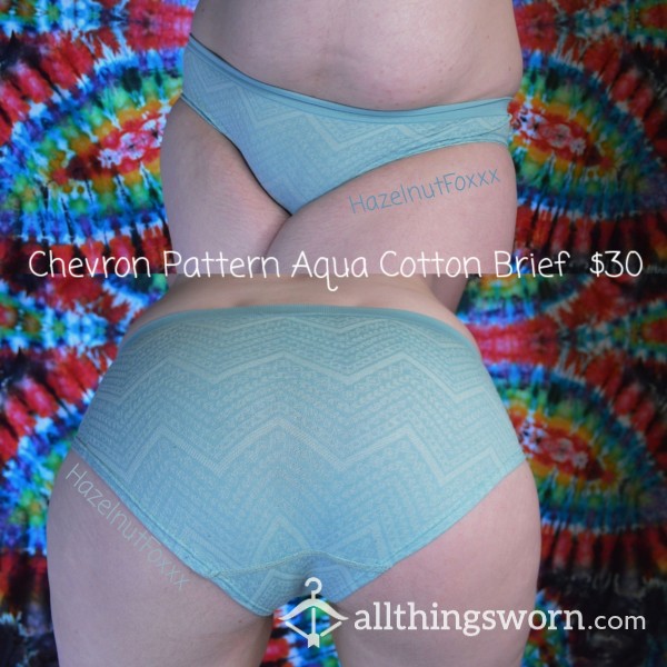 Chevron Patterned Aqua Brief  "Always Faithful Trusty Old Panties"  -  Owned For A Decade!