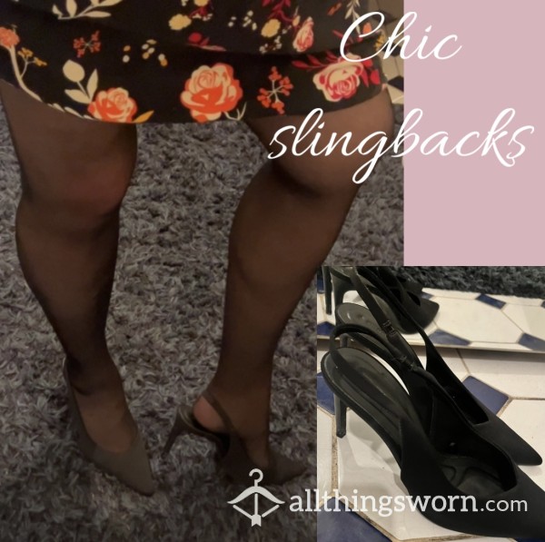 Chic Black High-heel Sling-backs