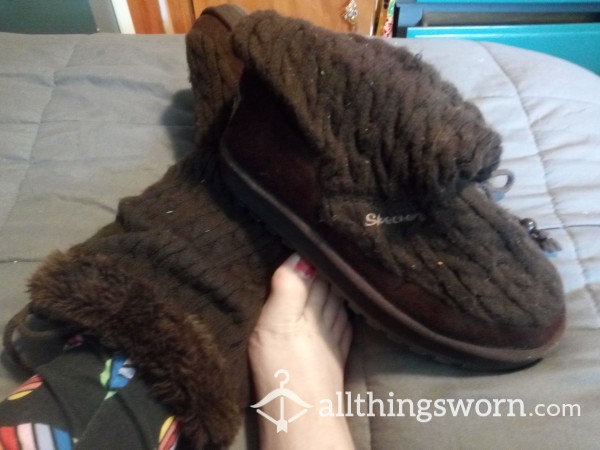 Chocolate Brown Knit/Fuzzy Boots
