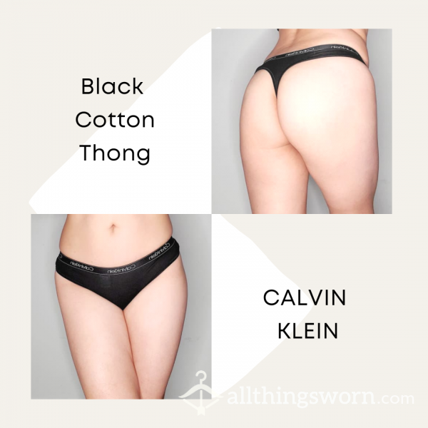 CK Black Cotton Thong
