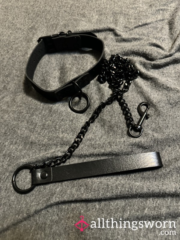 Collar And Leash - Leather