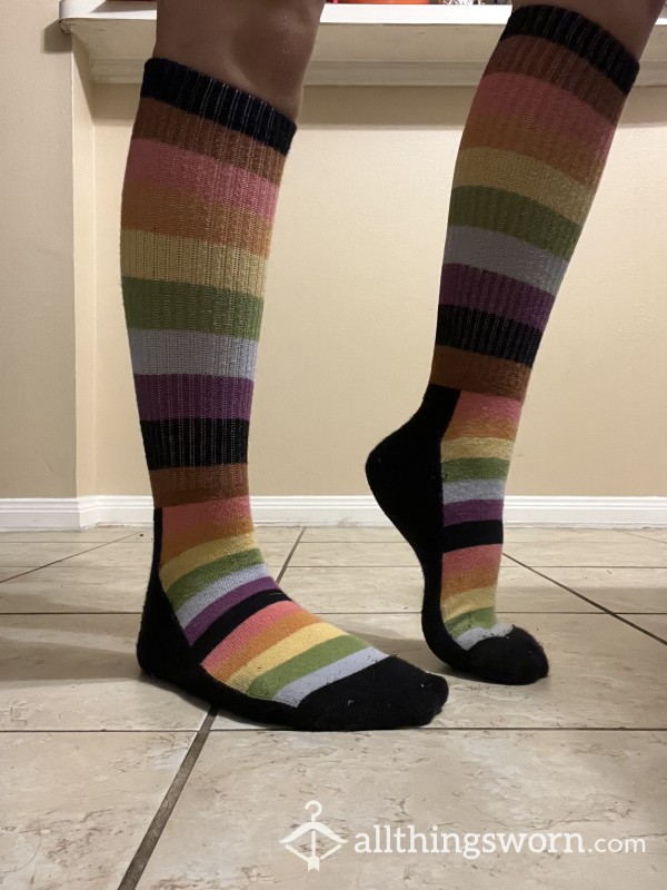 Colored Striped Knee Socks - VERY Smelly