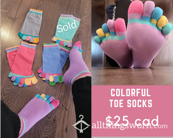 Colorful Toe Socks - Worn 72hr Upon Purchase Or However You'd Like 😈