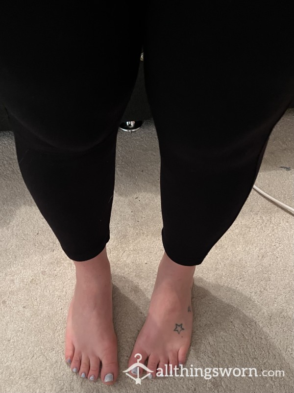 Reduced -Black Cotton Leggings Worn With Or Without Panties