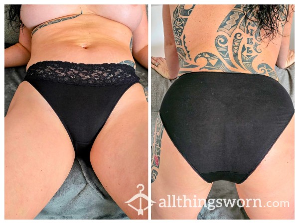 Panties For Sale ! - Well Worn Dirty Black Full Bum Panty With Alex's Scent - 48 Hour Wear