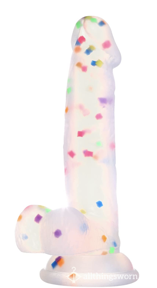 7.6 Inch Confetti Dildo!  Lovingly Used ;) In My Pussy, Then Promptly Vacuum Sealed For Your Pleasure ;) Xx