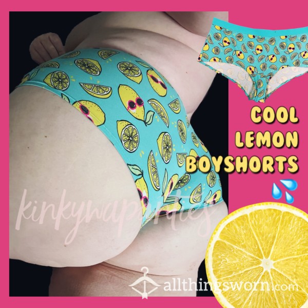 🍋 Cool Lemon Teal Boyshorts - Includes 48-hour Wear & U.S. Shipping
