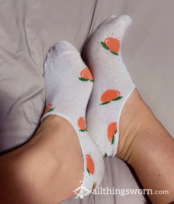 Cotton No Show Socks - White And Peach 🍑