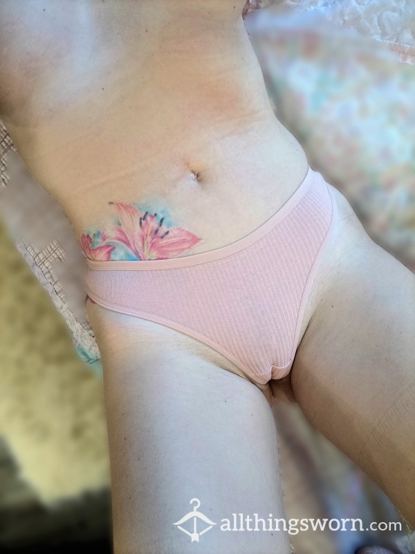 Cotton Pink Cummed In Thongs