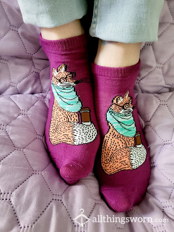 Cotton Purple Fox Socks
