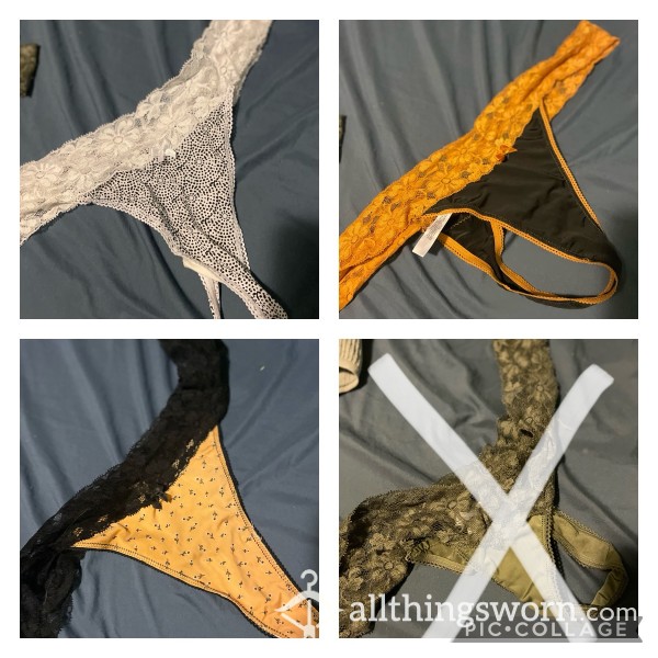 Cotton Thongs With Lace Trimming