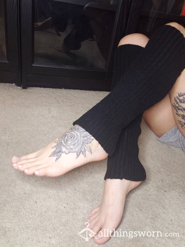Cozy Knee High Leg Warmers Tattooed Tiny Petite Little Japanese Asian Feet