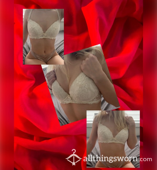 🍦CREAM LACE BRA – 34DD🍦SISSY PACKAGE AVAIL