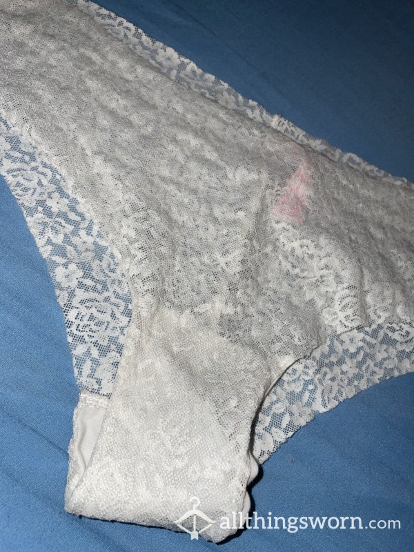 Cream White Lace PINK Panties