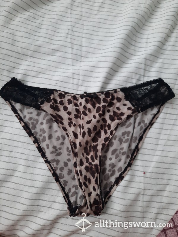 Creamed Full Back Brief Leopard Print Knickers