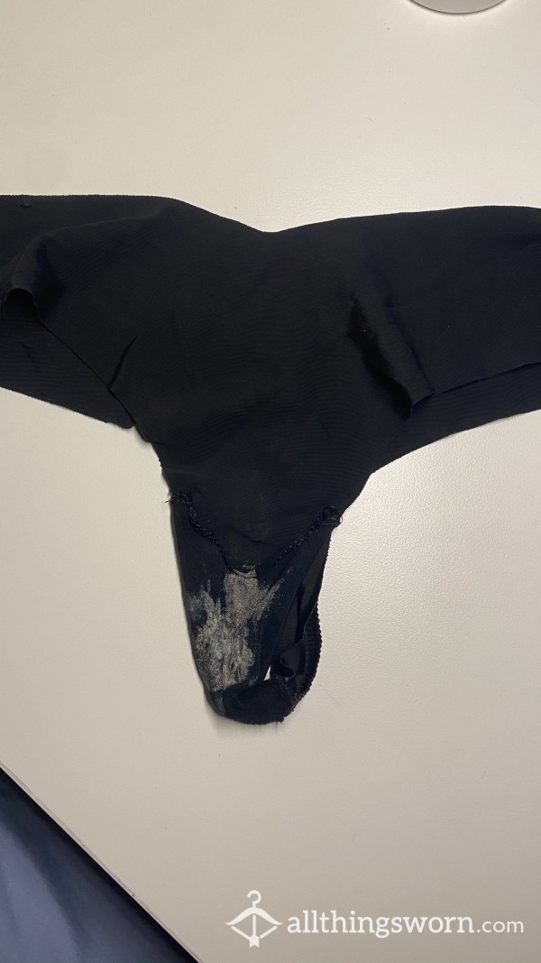 Creamy Black Thong Worn For 48 Hours And Masturbated In