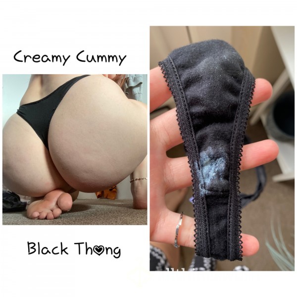 Creamy Plain Black Cotton Thong 😈😍