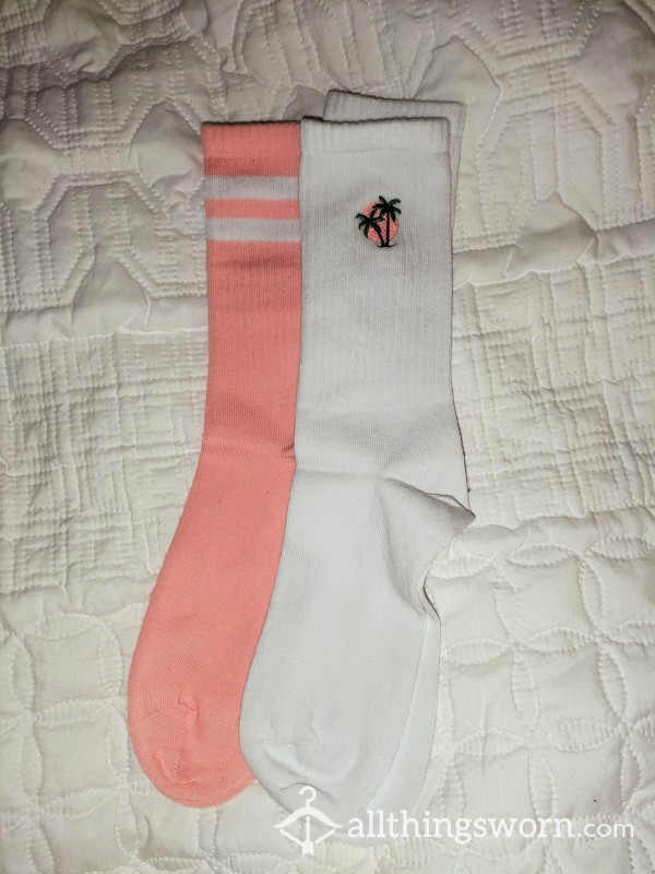 Crew Socks White And Pink