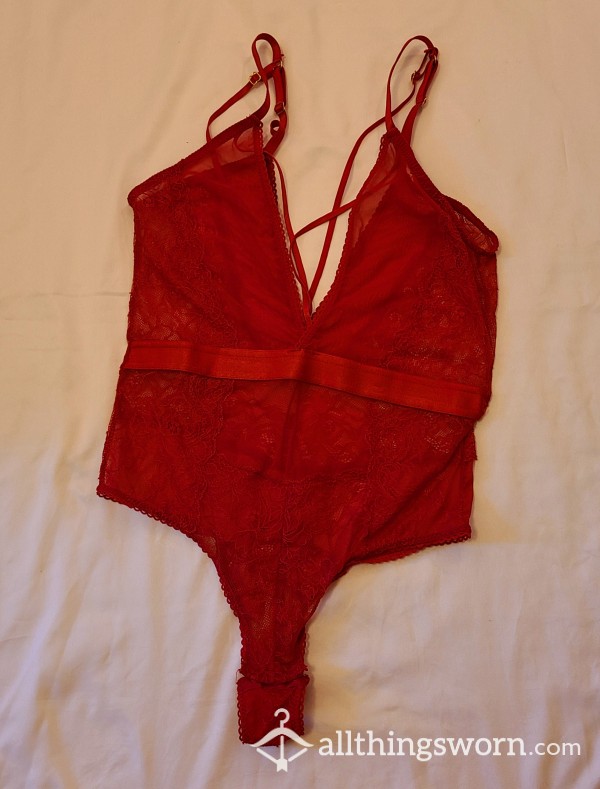 Cross Front Red Lace Teddy