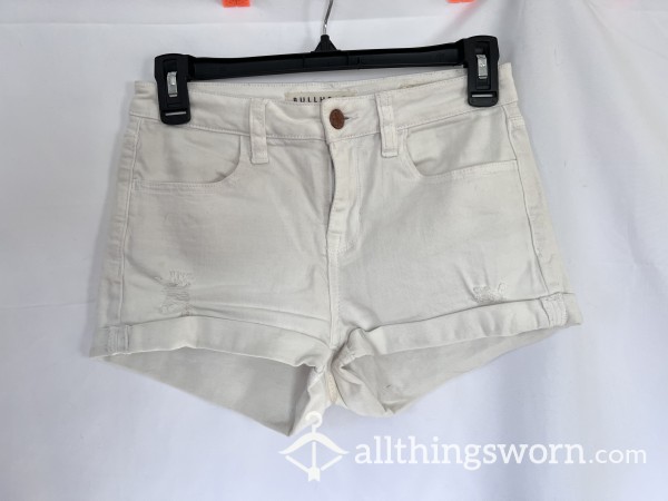 Crotch Stained White Jean Shorts
