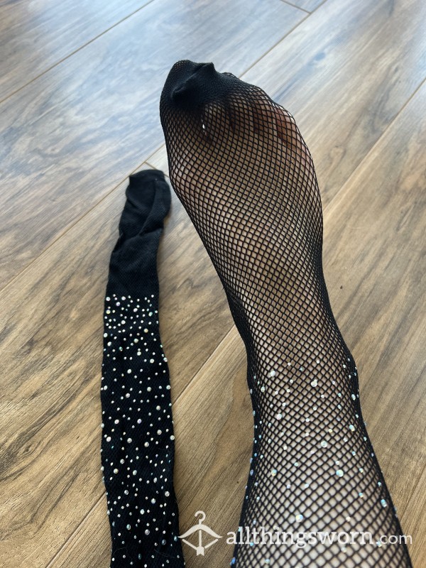 Crotchless Diamante Pantyhose Tights In Fishnet😍