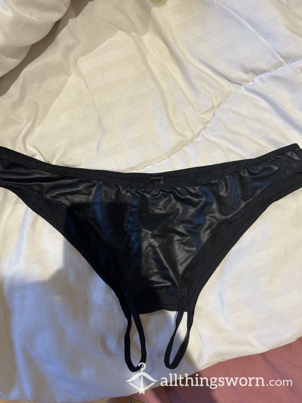 Crotchless Leather Wet Look Panties