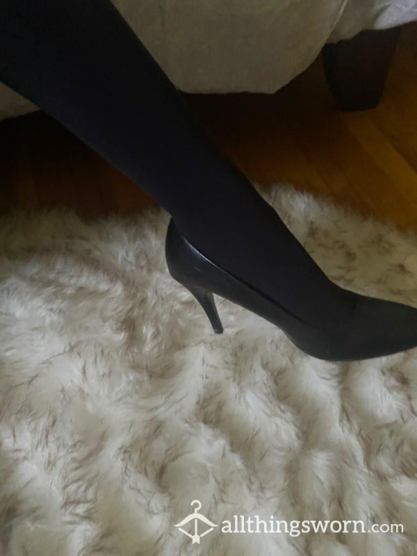 Heels And Feet In Black Tights