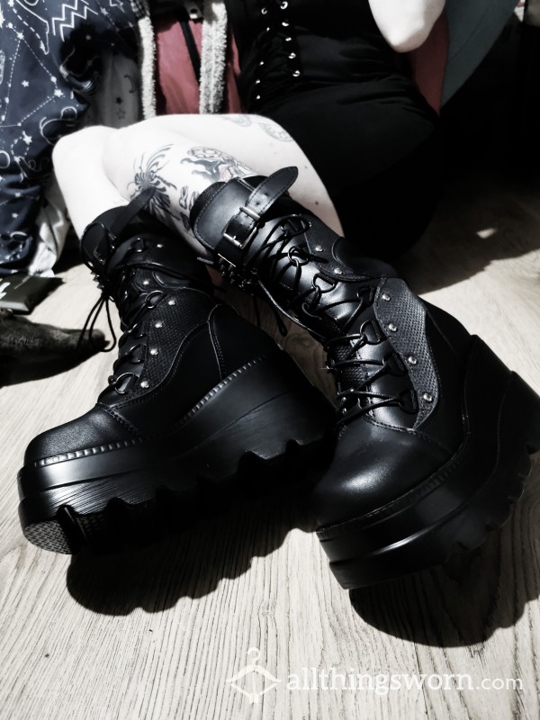 Crushing Video In Brand New Gothic Combat Stomping Boots