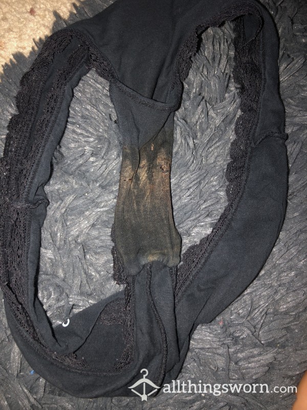 Crusty Stained Black Cheeky Panty