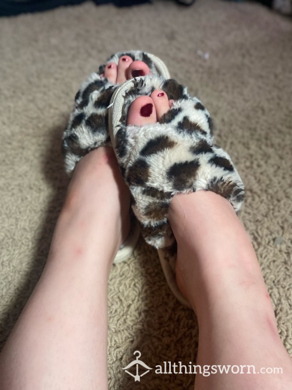 Dirty, Sweaty Fuzzy Leopard Slippers 🐆🤤