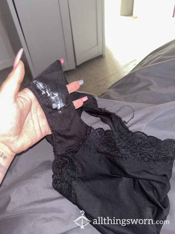 HAD SEX IN Cummy DIRTY Fishy Black Laced Panties