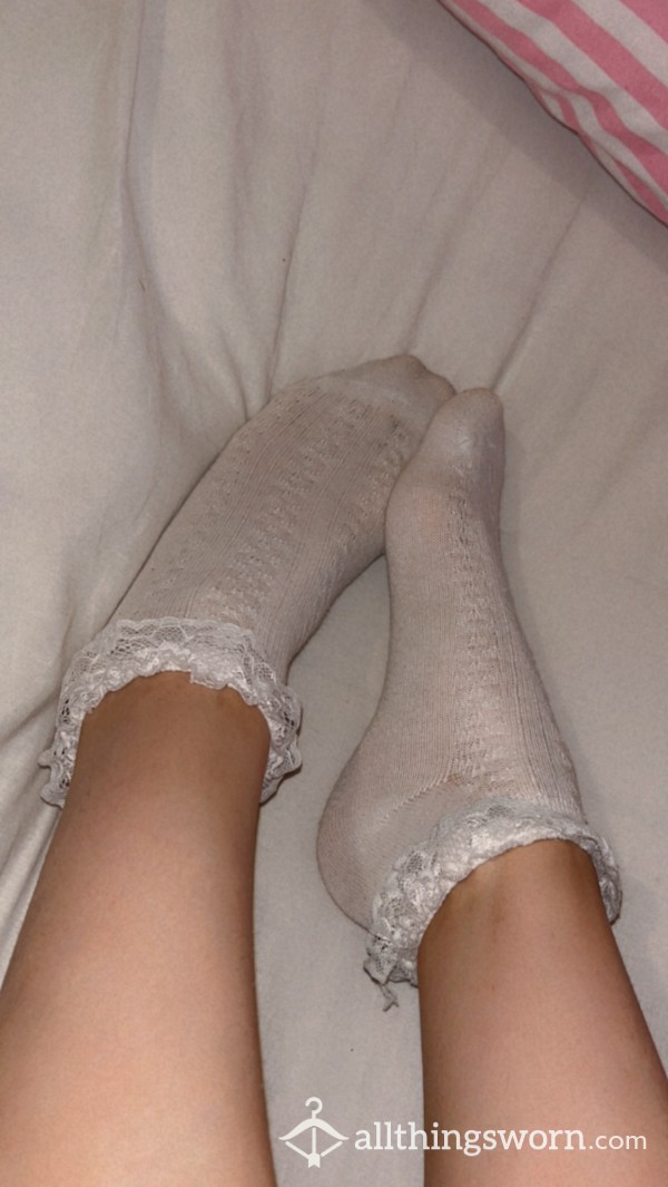 Currently Wearing These Cute Frilly Worn Socks