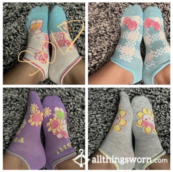 Custom Ready  Hello Kitty Ankle Socks/ Everyday Socks/Size 10 Feet