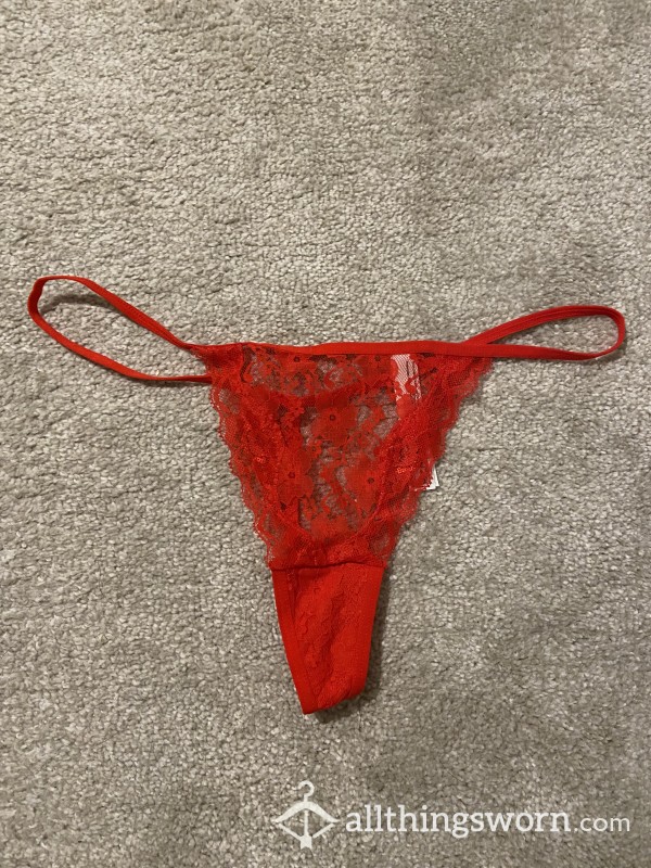 Red & Black Lacey G-String Thong- Custom Wear