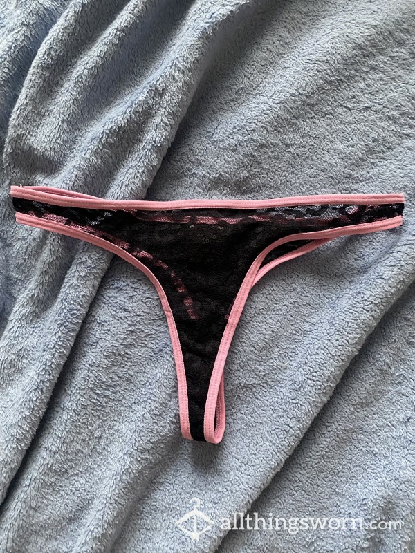 Custom Wear- Black And Pink Lacy Thong