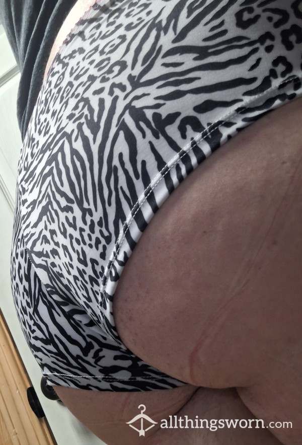 Zebra Print With Hot Pink Lace Waistband Panty