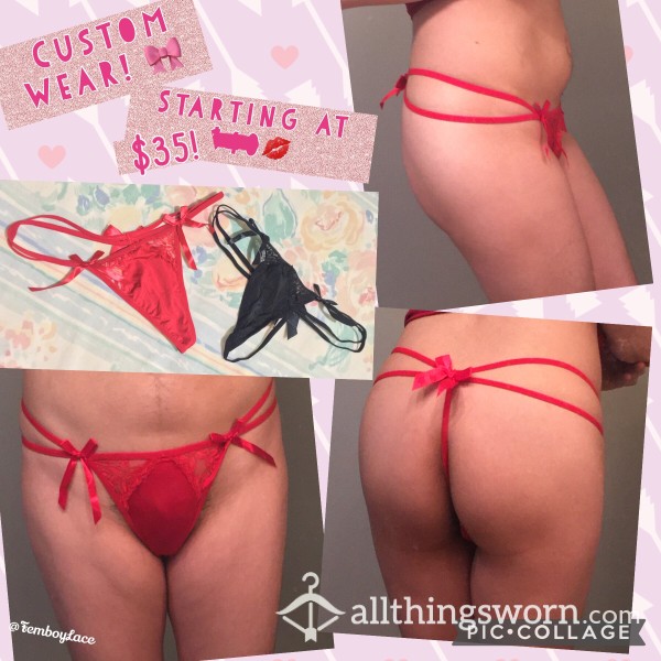 Custom Wear Ribbon Bow Lace Gstring Thongs! 🎀You Decide How I Wear Them!💋Size L