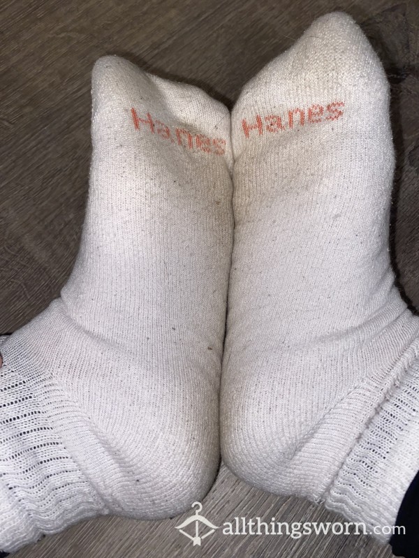 Customizable White Hanes Ankle Socks