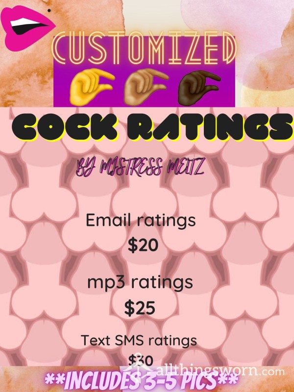 Customized Cock Ratings By Mistress Meltz