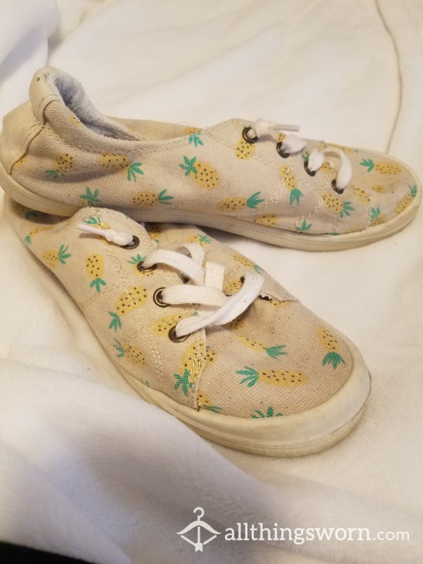 Cute And Comfy Pineapple Shoes Very Worn And Sweaty