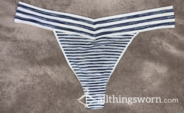Cute And Sexy Striped Thong Worn 8+ Hours Customizable