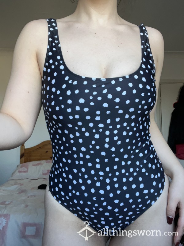 Cute Black And White Polka Dot One Piece Swimsuit