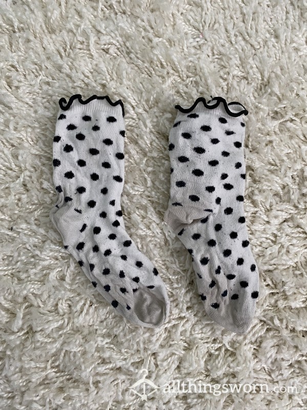 Cute Black And White Polka Dot Socks
