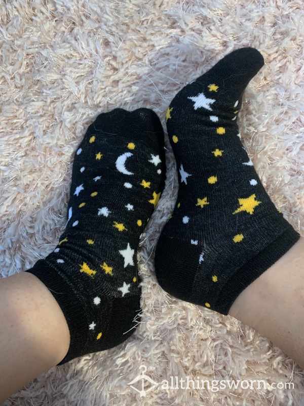 Cute Black Celestial Print Socks