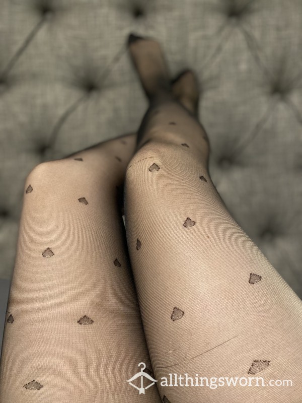 Cute Black Pantyhose With Hearts