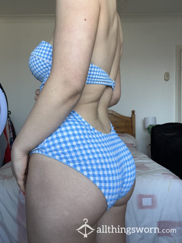 Cute Blue And White Gingham Swimsuit 💙🤍